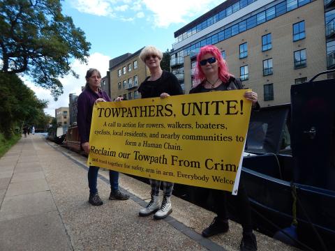 Photo of Reclaim the Towpath banner